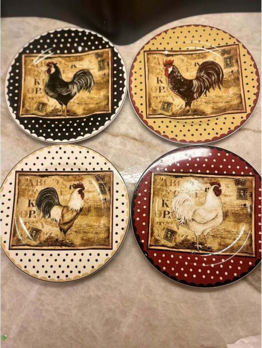 Vintage Sakura "Retro Rooster" Salad Plates (Set of 4) b